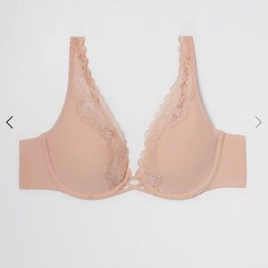 Soma Essentials Plunge Unlined Bra w/ Lace Trim